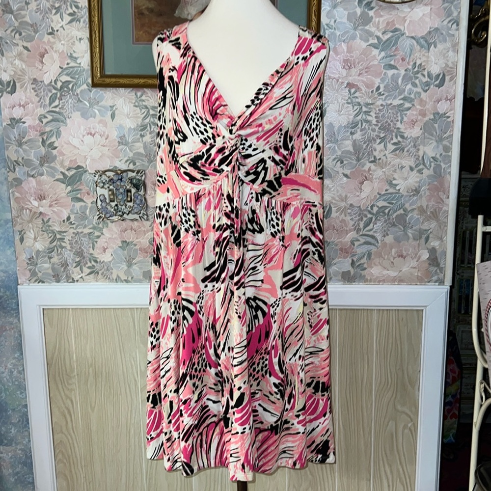 3X Women's Pink Abstract Sleeveless Dress  by Style & Co